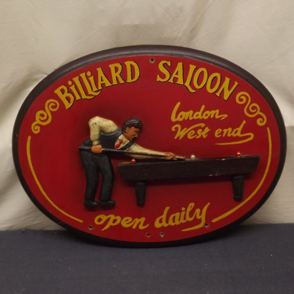 MANCAVE POOL ROOM BILLIARD SALOON LONDON WEST END OPEN DAILY WALL SIGN